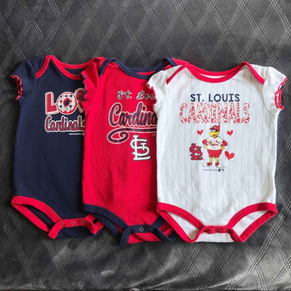 MLB St. Louis Cardinals Girl’s Onsie 3 Pack | 12M